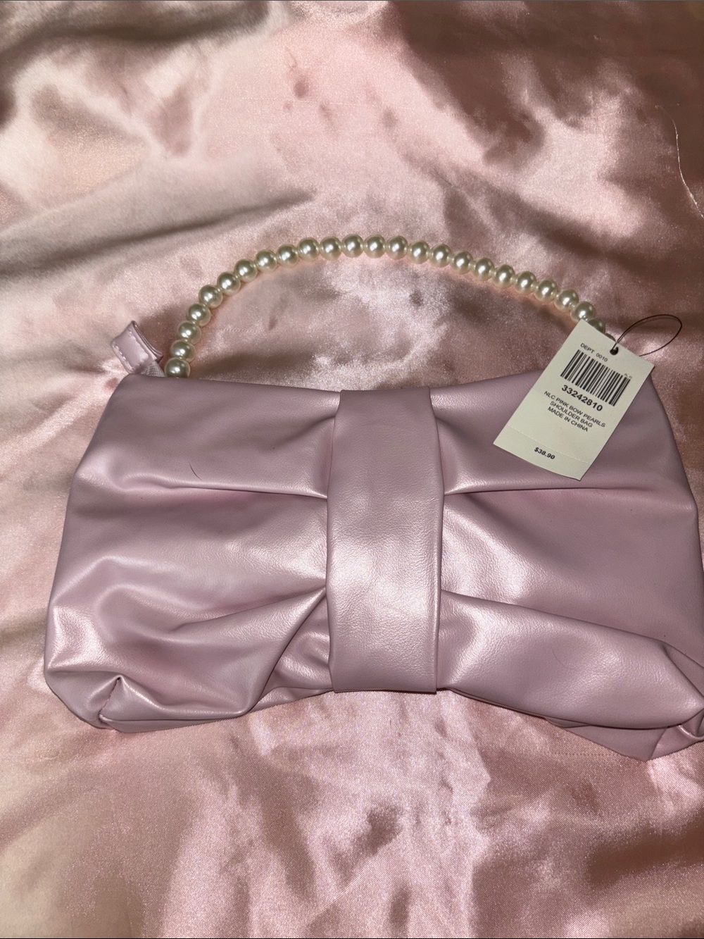Hot Topic Pink Pearl-Handle Bow Shoulder Bag